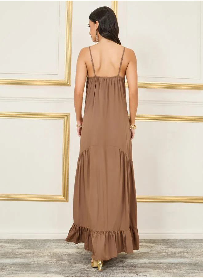 ستايلي Strappy Crochet Detail A-Line Maxi Dress