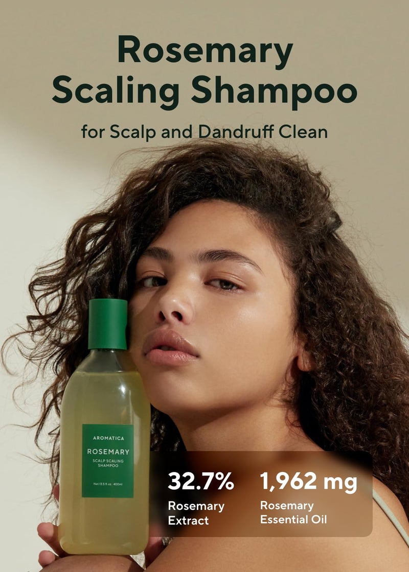 AROMATICA Rosemary Scalp Scaling Shampoo - Vegan Hair Growth Biotin Shampoo, Thinning Hair Loss Natural Shampoo For Women - Free from Sulfate, Silicone, and Paraben (13.53 oz) - Image 2