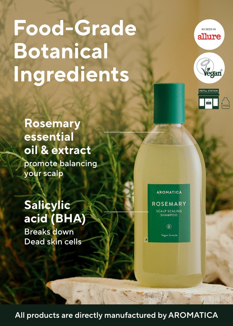 AROMATICA Rosemary Scalp Scaling Shampoo - Vegan Hair Growth Biotin Shampoo, Thinning Hair Loss Natural Shampoo For Women - Free from Sulfate, Silicone, and Paraben (13.53 oz) - Image 3