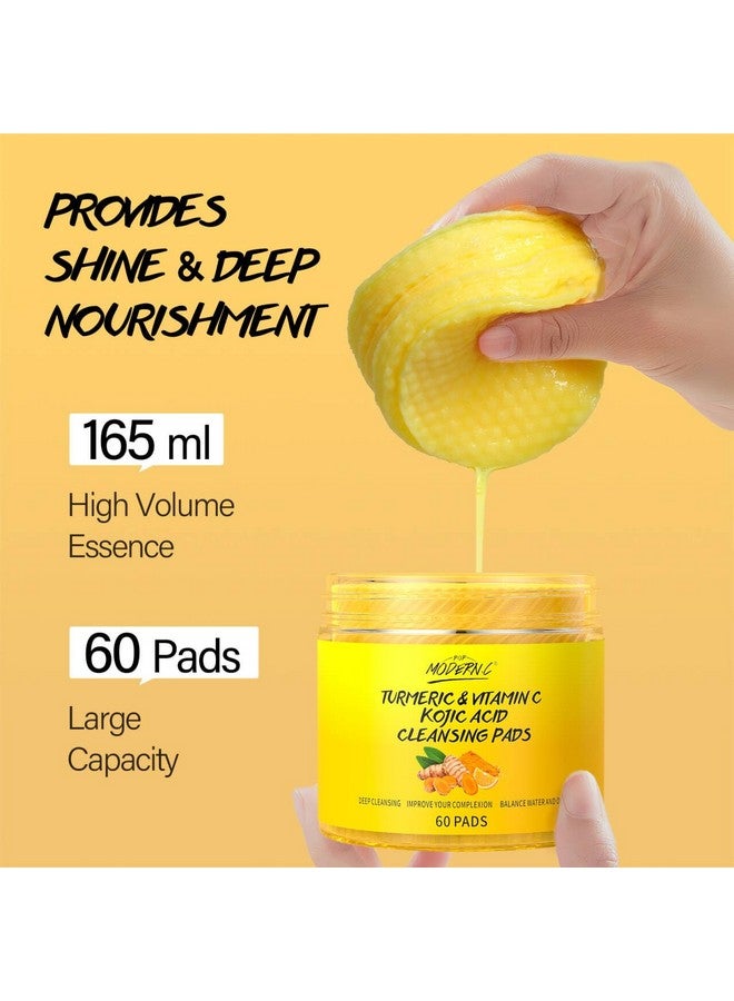 POP MODERN.C Turmeric Kojic Acid Cleansing Pads for Face 60 Pcs Turmeric Face Scrub Pads for Dark Spots Vitamin C Exfoliating Pads for Face Even Out Skin Tone with Exfoliating Cotton Rounds - Image 4