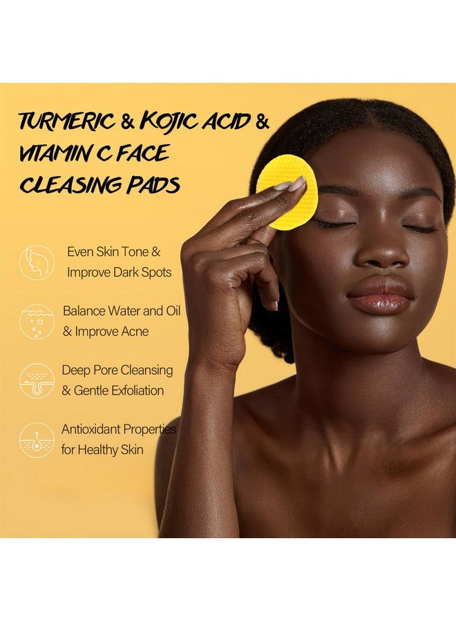 POP MODERN.C Turmeric Kojic Acid Cleansing Pads for Face 60 Pcs Turmeric Face Scrub Pads for Dark Spots Vitamin C Exfoliating Pads for Face Even Out Skin Tone with Exfoliating Cotton Rounds - Image 2