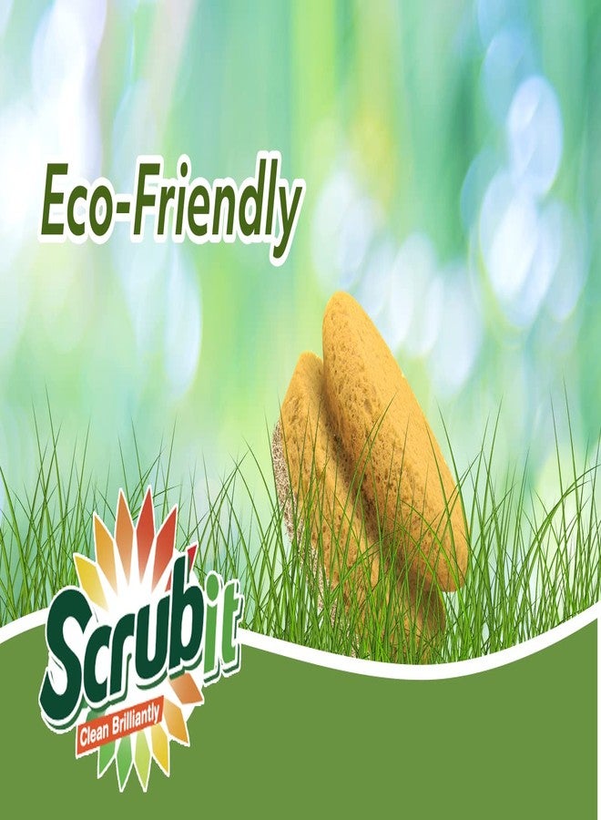 SCRUBIT Natural Scouring Pads, Eco Friendly Scrubbing Sponges for Kitchen Cleaning and Dishes, Non-Scratch Dish Scrubber with Easy-Grip Sponge Handle - Biodegradable - 2 Pack - Image 3