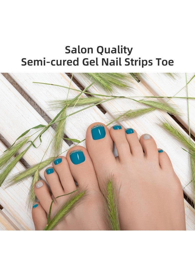 دوكاسو شرائط جل أظافر القدم شبه المعالجة، 26 قطعة من ملصقات أظافر القدم الجل لأي مصابيح الأشعة فوق البنفسجية (غير متضمنة)، شرائط باديكير جل للنساء، لفائف أظافر جل طويلة الأمد (أخضر محيطي فرنسي) - Image 2
