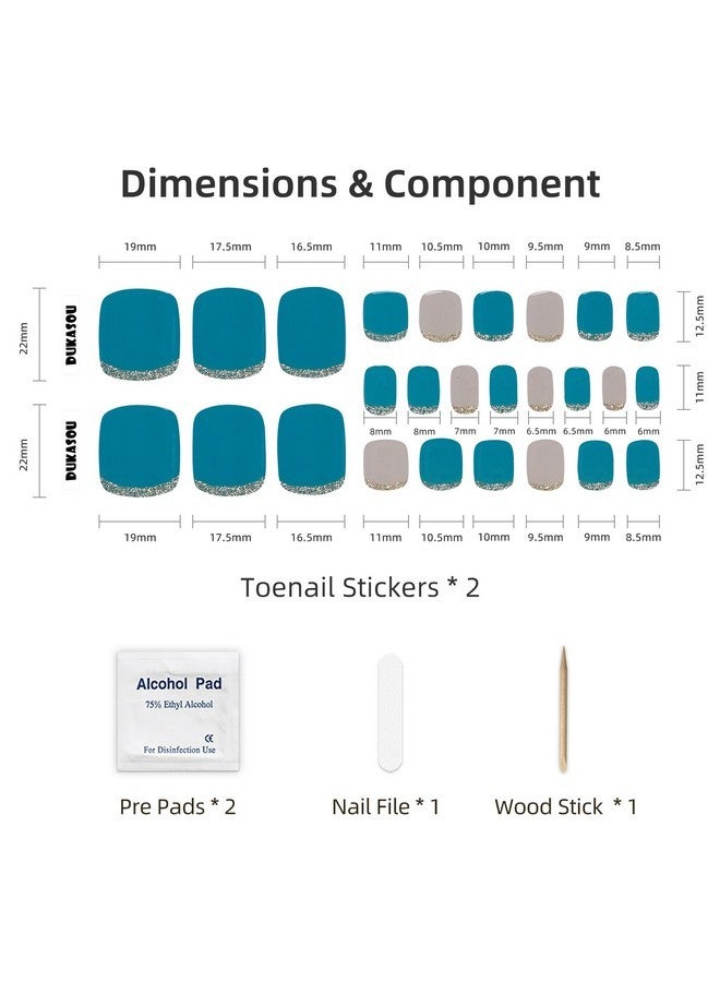 دوكاسو شرائط جل أظافر القدم شبه المعالجة، 26 قطعة من ملصقات أظافر القدم الجل لأي مصابيح الأشعة فوق البنفسجية (غير متضمنة)، شرائط باديكير جل للنساء، لفائف أظافر جل طويلة الأمد (أخضر محيطي فرنسي) - Image 5