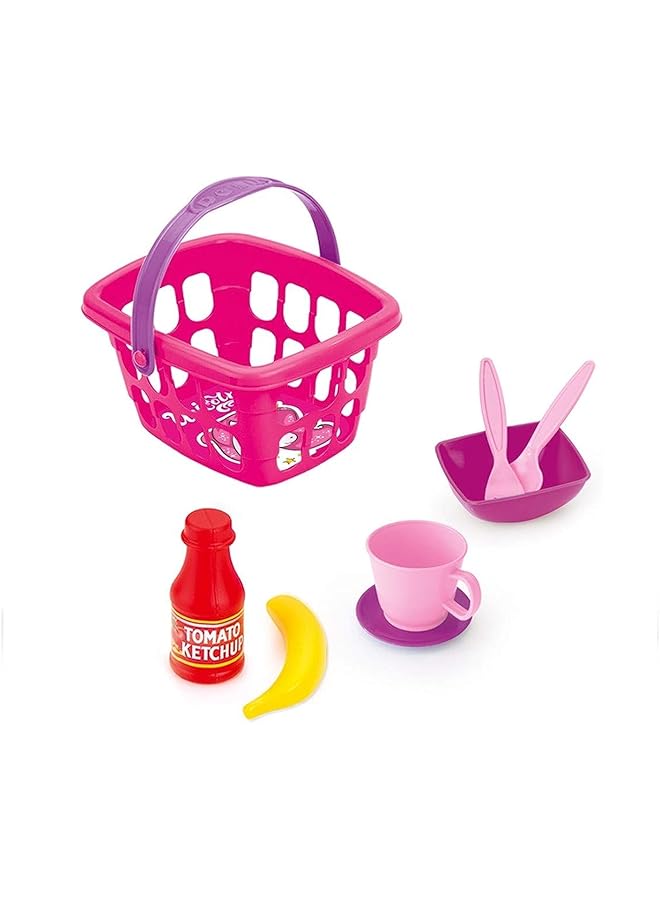 Dolu Unicorn Small Picnic Basket Set 7 Pcs For Ages 2 Plus Years Old Pink - Image 1