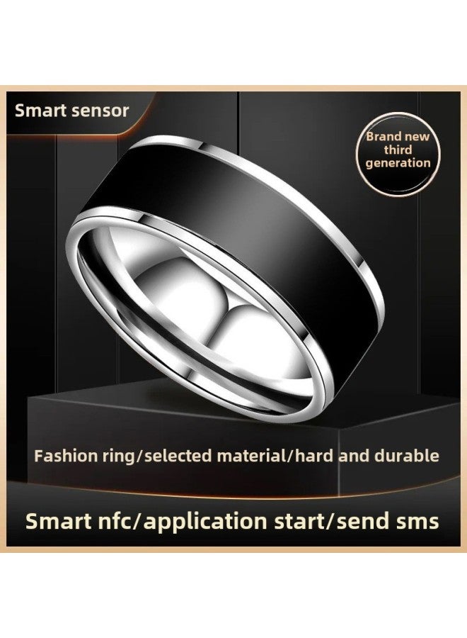 NFC Smart Ring تقنية سوداء حلقة بلوتوث تعمل بالطاقة الشمسية متعددة الوظائف Android درجة الحرارة السحرية مع مقاومة للماء - اللون: 【حلقة مقاومة للماء】 فضي رقم 9 محيط الإصبع 59.5 مم - Image 2