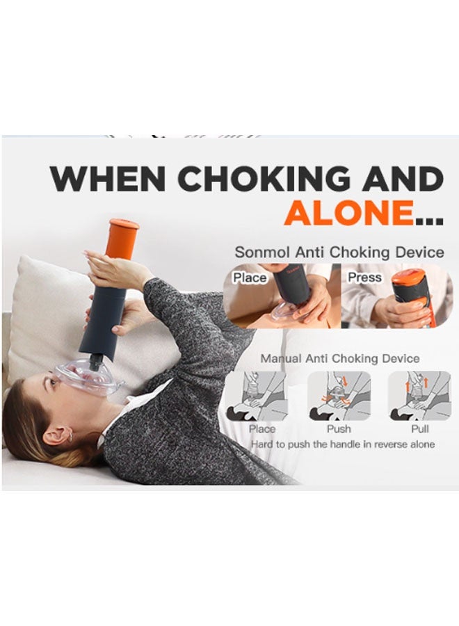 Sonmol Fourth Generation - Automatic Home First Aid Heimlich Apparatus for Children and Adults, including large, medium, and small masks, respiratory training device, portable, powerful suction home first aid kit, children's anti-choking device first aid training mask (gray) - Image 2