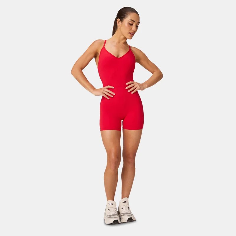 Fabletics Red Women's Scrunch PureLuxe V-Back Jumpsuit for Women | Best Price UAE