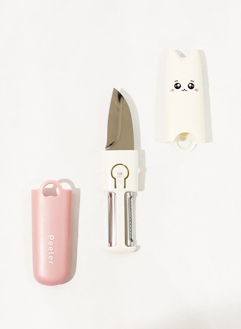 British Chef Cute Cartoon-Style Fruit Peeler | Ergonomic Design | Safe & Easy Peeling Tool for Fruits and Vegetables | Compact Kitchen Gadget | Pink & White - Image 3