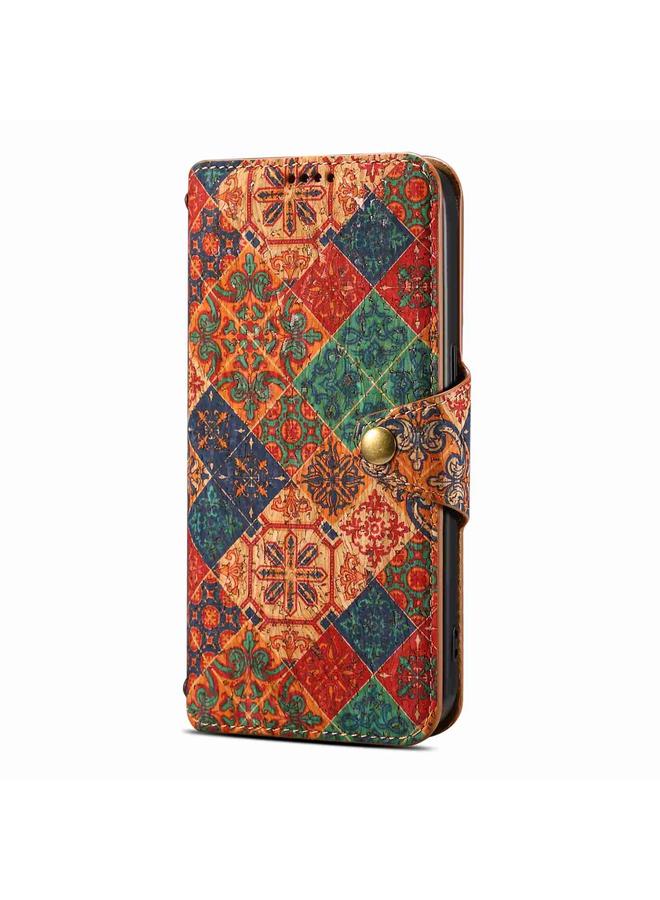 Denior Case For iPhone 14 Pro Max Flower Language Series Cork Fabric Oil Edge Leather Phone Case - Image 2