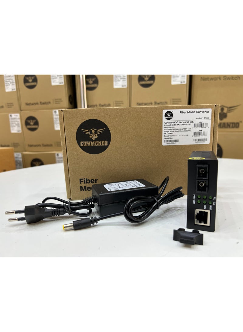 COMMANDO 1GE, Single Mode, Dual Fiber, 1310nm, 25KM, Gigabit Media Converter (Order in pairs only - 2/4/6...) - MC-GSMDF-25K - Image 3