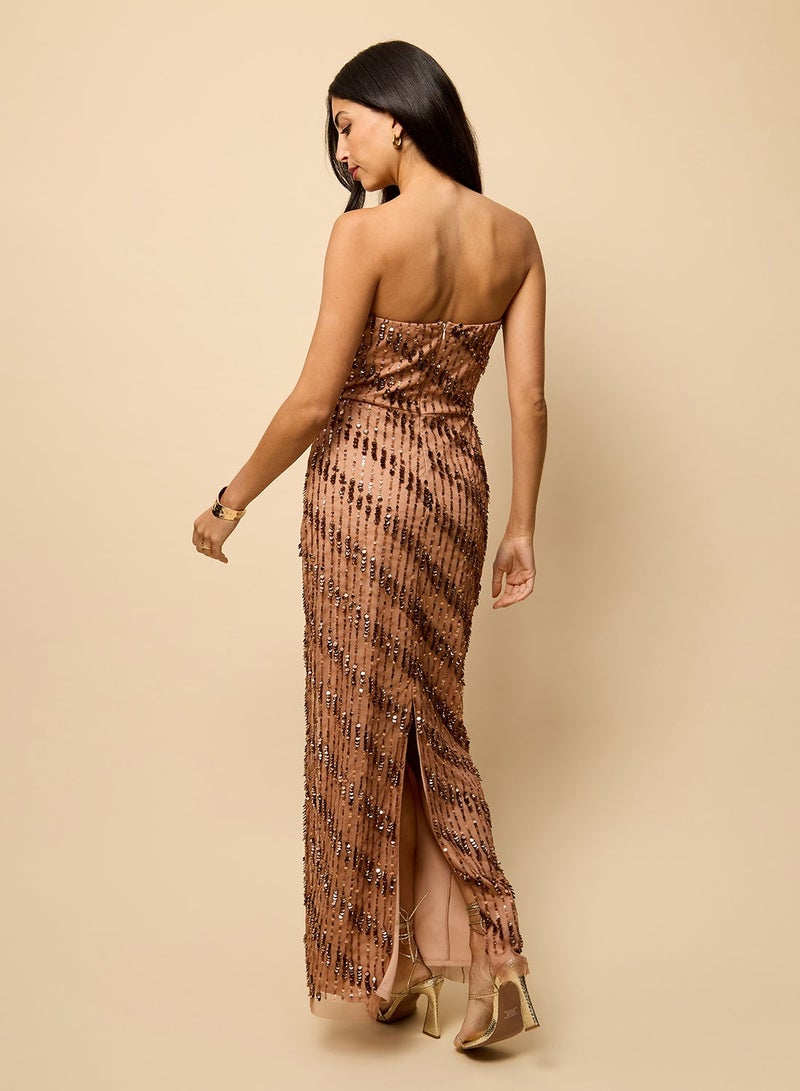 Little Mistress Embellished Bandeau Maxi Dress - Image 3