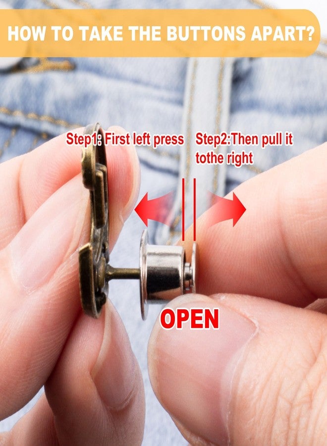 Pmeixcy 6pcs Pant Waist Tightener for Women, 2 Styles Adjustable Metal Pant Button Pins, Reusable No Sewing Waist Cincher Clips for Loose Clothing Jeans Skirts Dresses - 4 Colors - Image 5