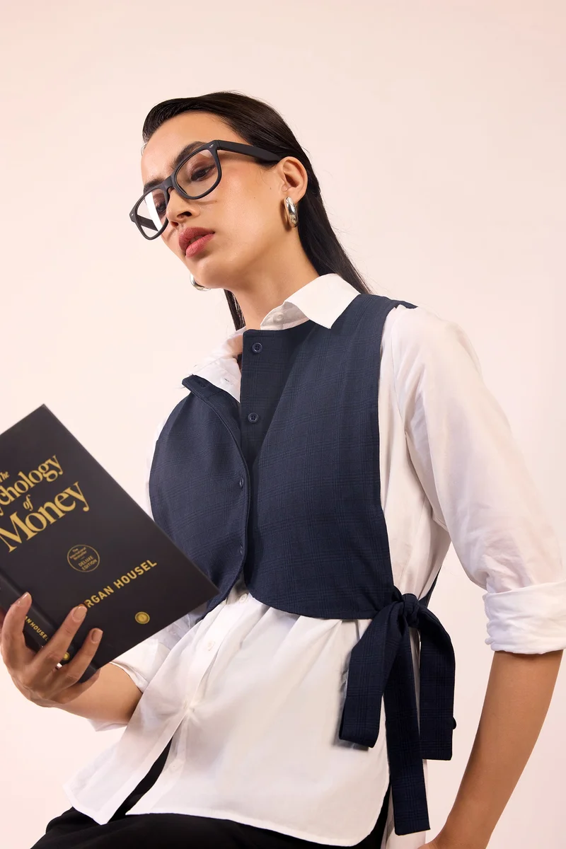 فيرجيو Viscose Stretch Workwear Crop Vests for Women