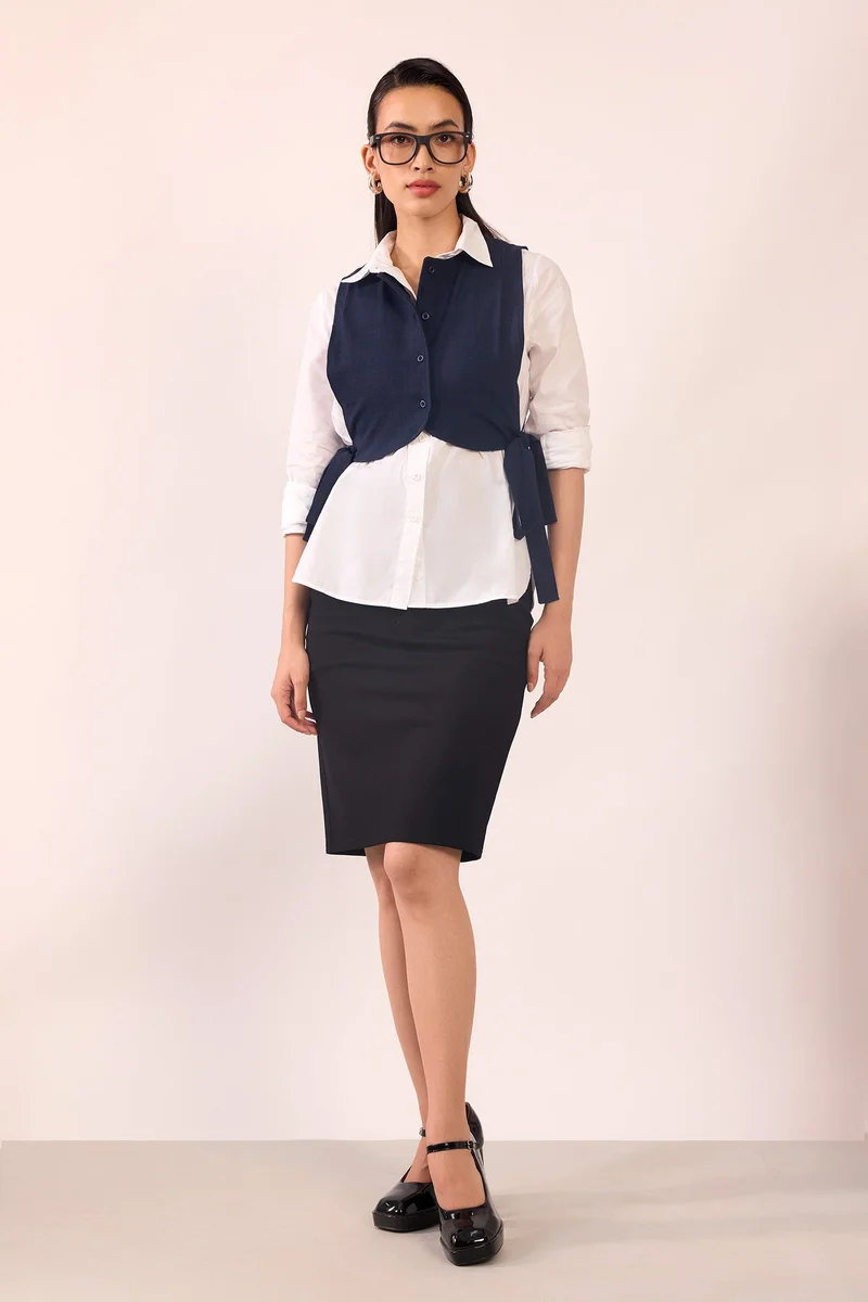 فيرجيو Viscose Stretch Workwear Crop Vests for Women