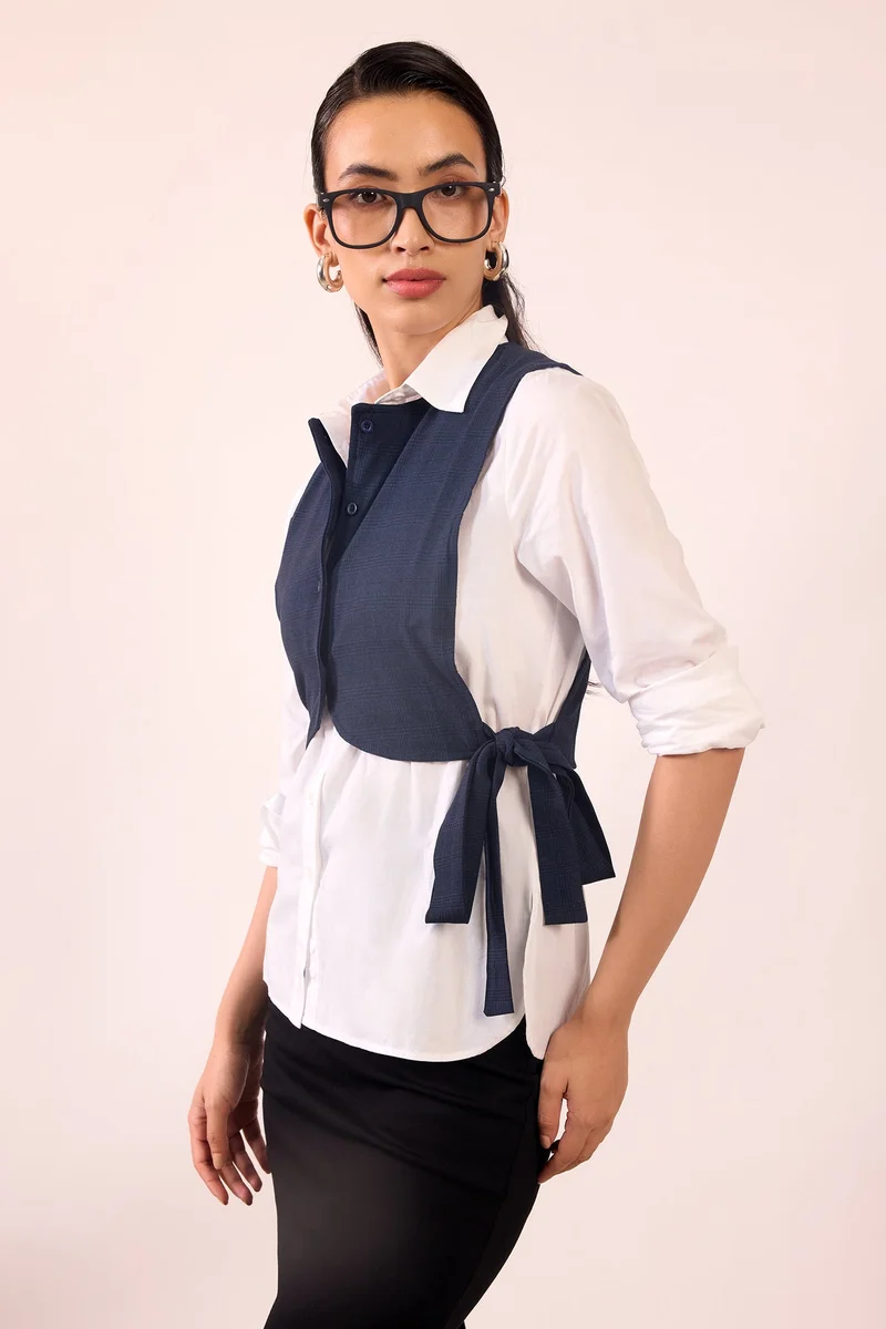 فيرجيو Viscose Stretch Workwear Crop Vests for Women