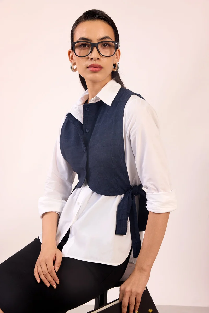 فيرجيو Viscose Stretch Workwear Crop Vests for Women