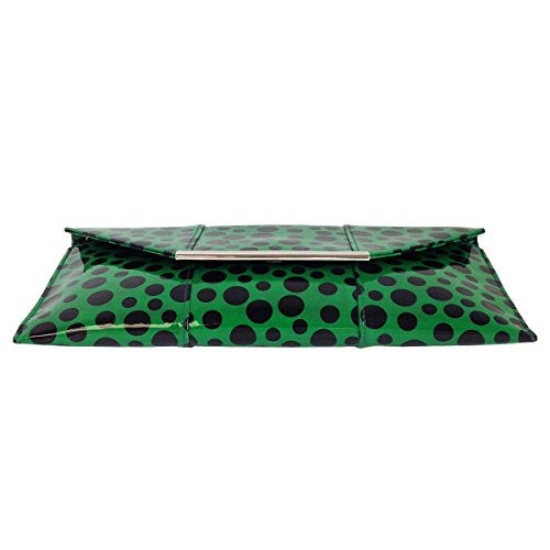 JNB Polka Dot Patent Envelope Clutch, Green Small - Image 4