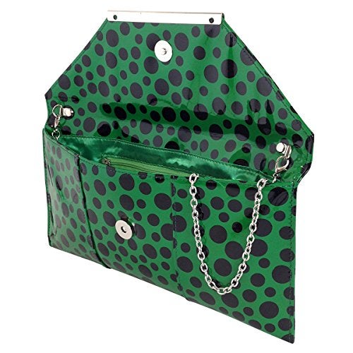 JNB Polka Dot Patent Envelope Clutch, Green Small - Image 5