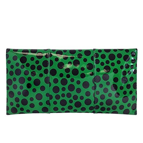 JNB Polka Dot Patent Envelope Clutch, Green Small - Image 2