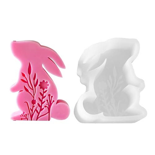 PEVOGON Easter Candle Mold for Candle Making 3D Rabbit Silicone Mold for Resin Casting DIY Plaster Polymer Clay Home Decoration - Image 1