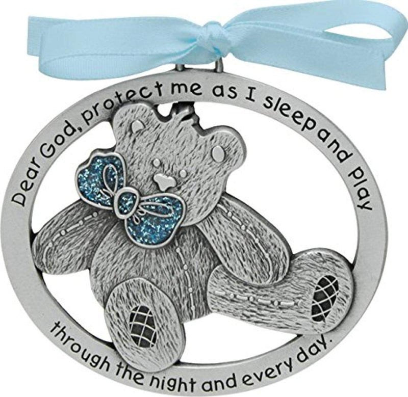 Cathedral Art CM17B Blue Teddy Bear Crib Medal 212 Inch by 2Inch