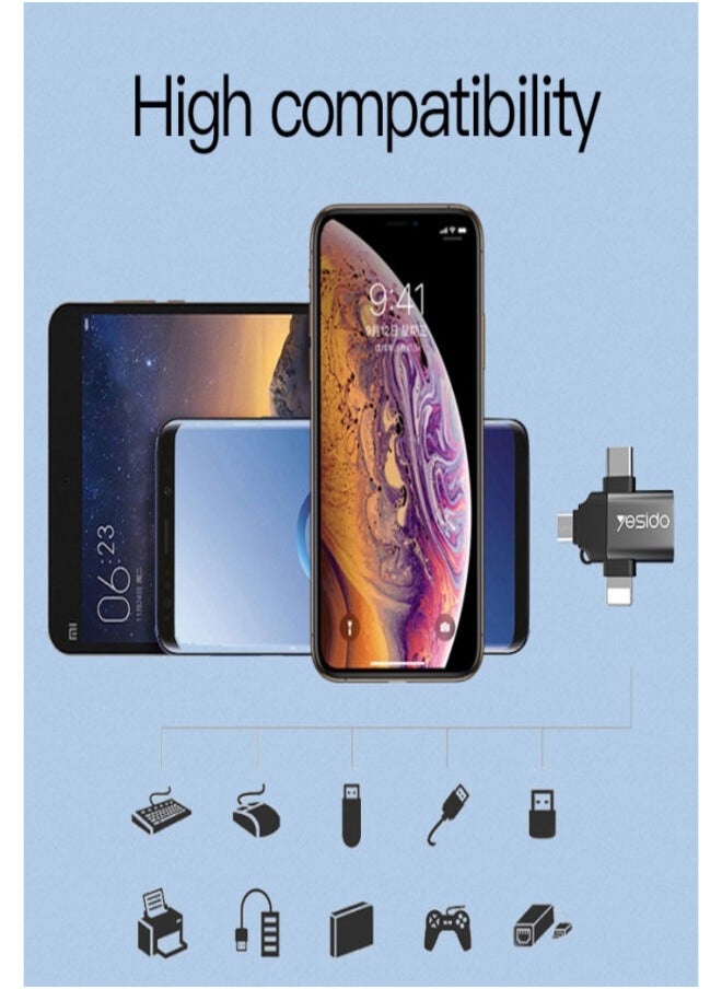 Yesido - GS15 3 In 1 Usb To Type C Micro Lightning OTG Adapter Type C Micro To Usb 3.0 Adapter For Phone - Image 1