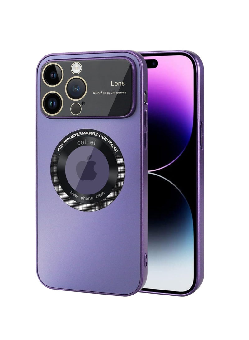 SYOSI Magnetic Case, for iPhone 14 Pro Max, Purple Soft TPU Bumper Shockproof Protective Phone Case, Phone Cover, with Camera Lens Protector - Image 1