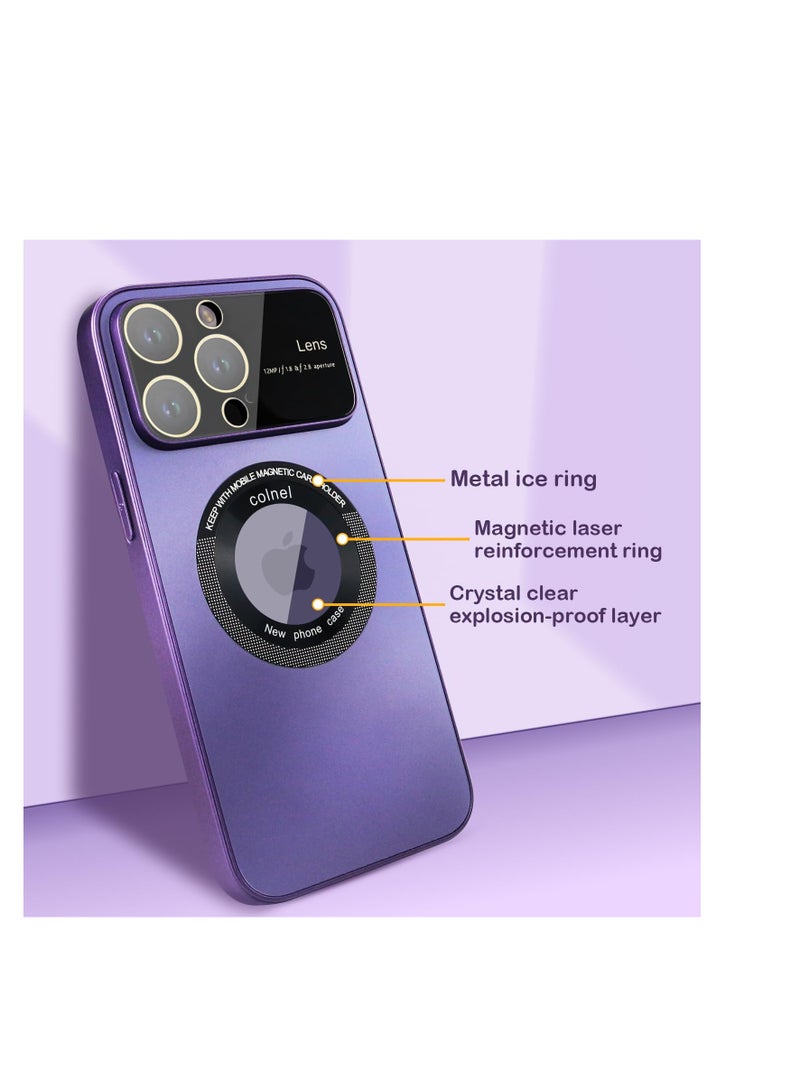 SYOSI Magnetic Case, for iPhone 14 Pro Max, Purple Soft TPU Bumper Shockproof Protective Phone Case, Phone Cover, with Camera Lens Protector - Image 3