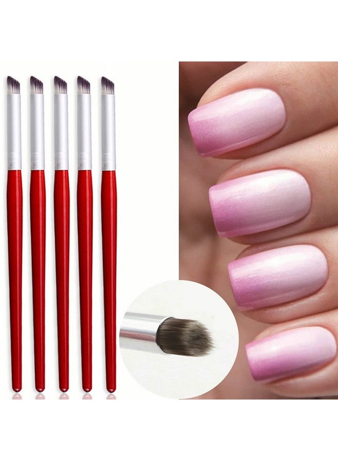 DANNEASY DANNEASY 5Pcs Ombre Nail Brush Wooden Nail Ombre Brush Acrylic Nail Art Brushes Nail Pens Nail Gradient Brush Nail Design Brushes Nail Art Tools - Image 4