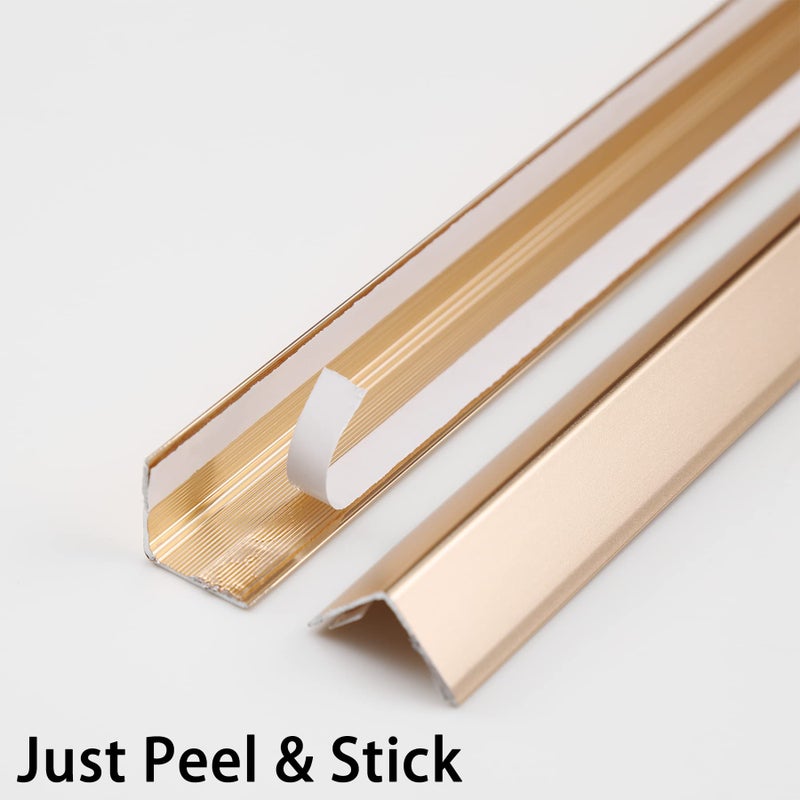 Trimold Aluminum Peel and Stick L Molding Corner Guards with 90Â° Angle for Wall Door Frame Cabinet Baseboard Protection and Decoration, 35.4in x 0.8in (3Pcs) - Image 2
