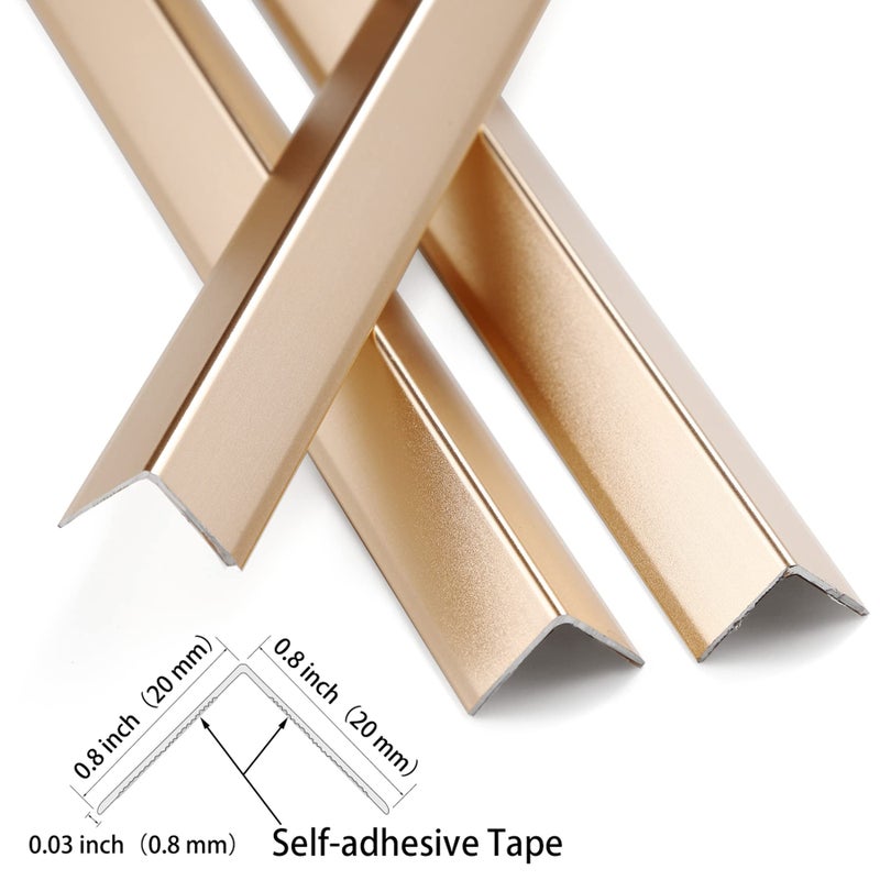 Trimold Aluminum Peel and Stick L Molding Corner Guards with 90Â° Angle for Wall Door Frame Cabinet Baseboard Protection and Decoration, 35.4in x 0.8in (3Pcs) - Image 4