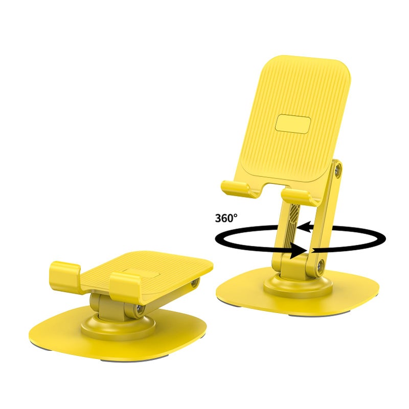 CXTX 360Â° Degree Rotating Mobile Phone Holder,Fully Adjustable Foldable Desktop Phone Holder Stand Base,Foldable Desktop Cell Phone Stands for iPhone17 16 15 Pro Xr Xs Max X Plus iPad Samsung(K69-Yellow) - Image 1