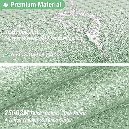 Dynamene Mint Green Fabric Shower Curtain - Waffle Weave Textured Heavy Duty Cloth Shower Curtains for Bathroom, 256GSM Hotel Luxury Weighted Bath Curtain Set with 12 Hooks,72x72, Mint Green - Image 4