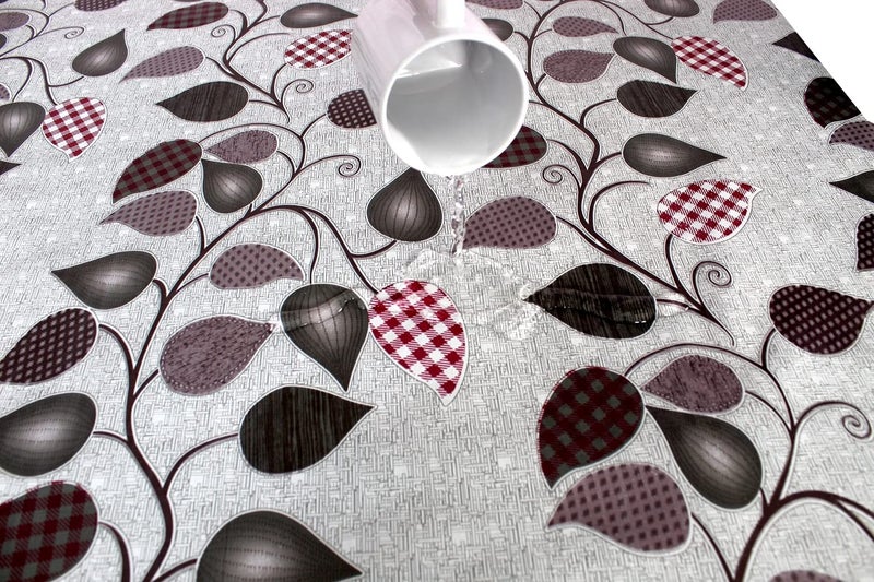 CASANEST Thick PVC Printed Square Table Cover Center Tea Coffee Study Table Cover 4 Seater Size72x72 inch Attractive Multicolour WaterproofPetals Pattern Grey012 printed015 - Image 2