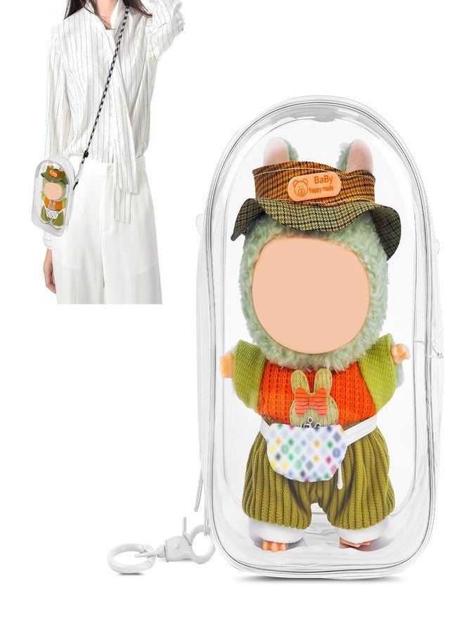 NZNDB Large Clear Figure Display Bag with Keychain Case Blind Box Keychain Carrying Case, Portable Small Doll Storage Pouches PVC Bag (White Standing) - Image 1