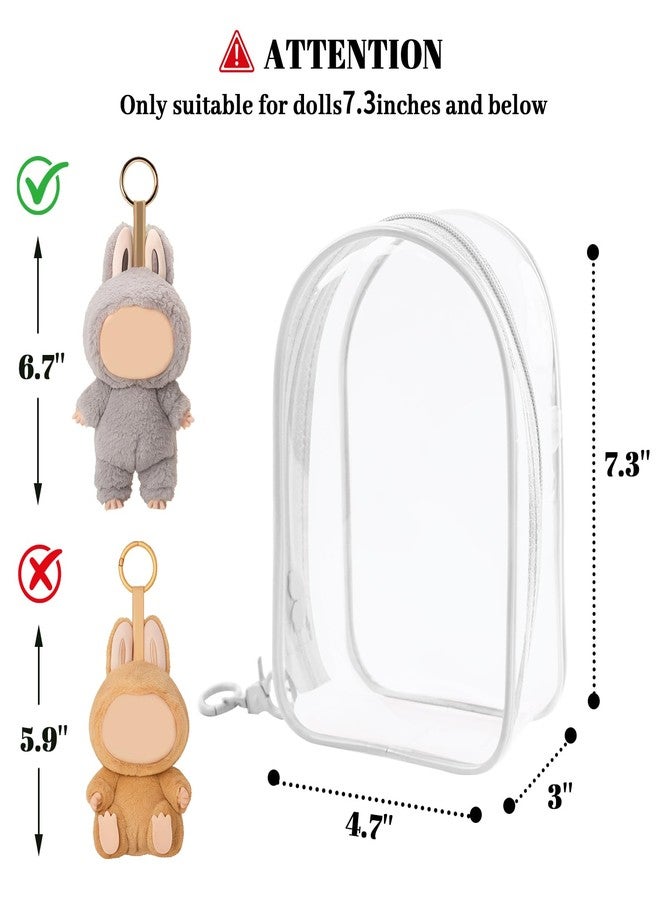NZNDB Large Clear Figure Display Bag with Keychain Case Blind Box Keychain Carrying Case, Portable Small Doll Storage Pouches PVC Bag (White Standing) - Image 3