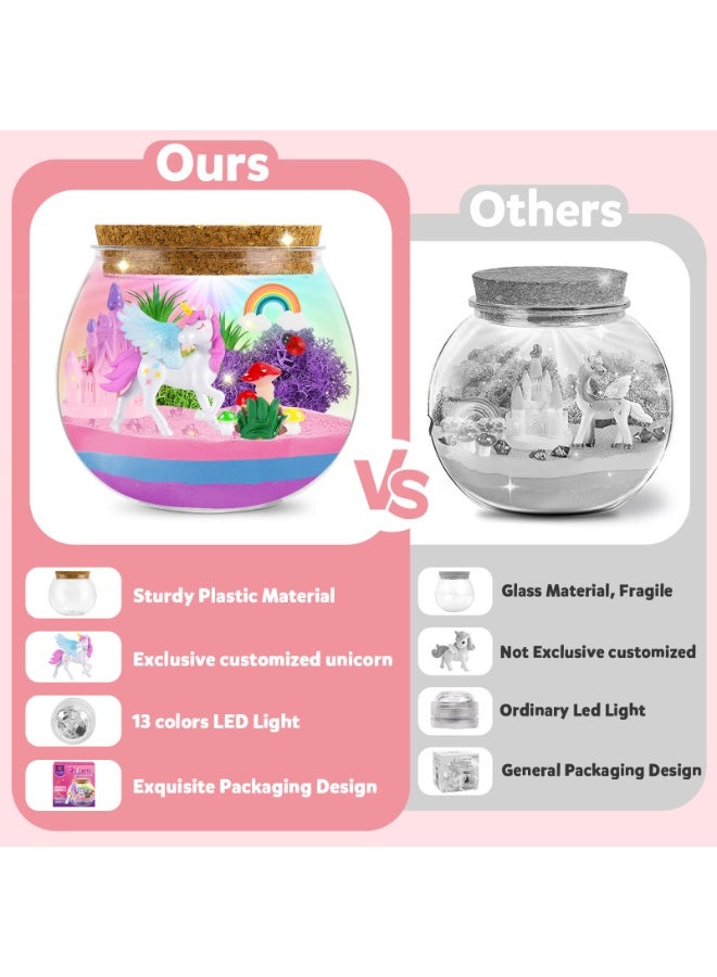 Unicorn Terrarium Kit for Kids, Unicorn Toys for Girls Age 4 5 6 7 8-12 Year Old, Birthday Gift for Girls, Arts and Crafts Kit for Kids, DIY Toys with 13-Color Remote LED Night Light - Image 3