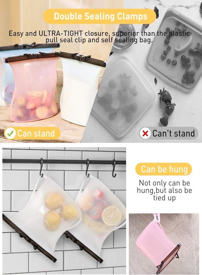 Mummamia Silicone Food Storage Bags, Stand-Up Design, Set of 3, Leakproof with Snap Closure, Microwave and Freezer Safe (CLEAR (3 PACK)) - Image 4