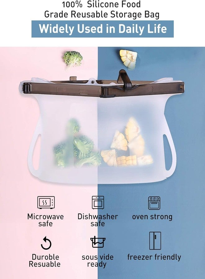 Mummamia Silicone Food Storage Bags, Stand-Up Design, Set of 3, Leakproof with Snap Closure, Microwave and Freezer Safe (CLEAR (3 PACK)) - Image 5