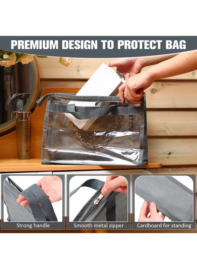 Chumia Chumia 20 Pack Dust Bags for Handbags Clear Handbag Storage 3 Sizes Handbag Organizers for Closets Hand Bag Dust Cover Purse Protector Bag with Zipper and Handles with 25 Pcs S Shape Hooks  - Image 3