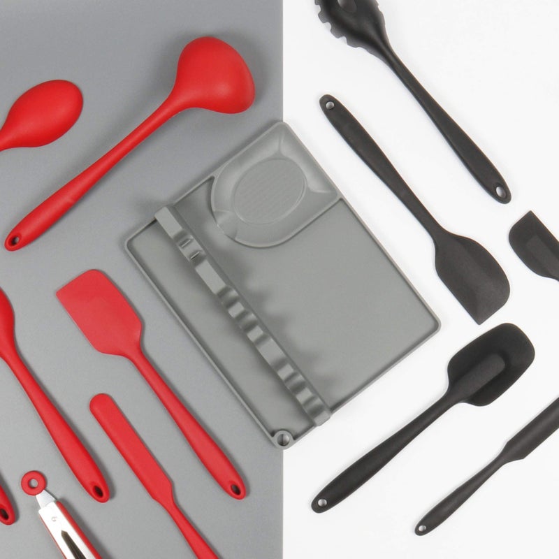Utensil Rest with Drip Pad,Silicone Spoon Rest for Kitchen Counter,Heat-Resistant Cooking Spoon Holder for Stove Top,2 in 1 Large Kitchen Utensil Holder for Spoons,Ladles,Hang Hole Design (Grey) - Image 2