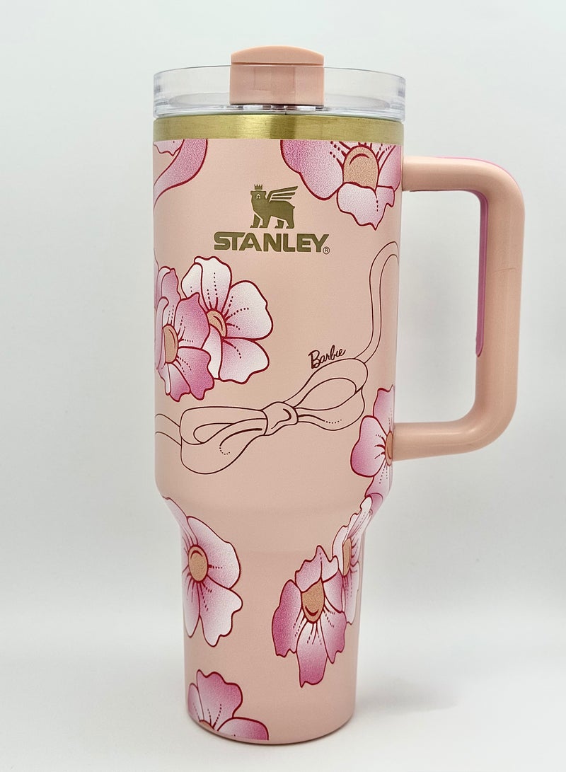 Stanley x barbie 80’s Peaches ‘n Cream Quencher 40 OZ – Limited Edition Stainless Steel Insulated Tumbler with Soft Peach Finish - Image 1