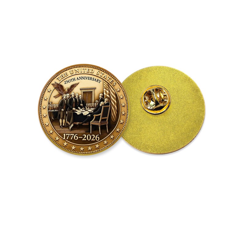 ZENRUIMING 2 Pcs America 250th Birthday Enamel Pins,250 years Anniversary Metal Gold Plated Lapel Pin, 1.4â€³ USA Patriot Collectible Accessories for Patriot's Day Independence Day (Style 2) - Image 3