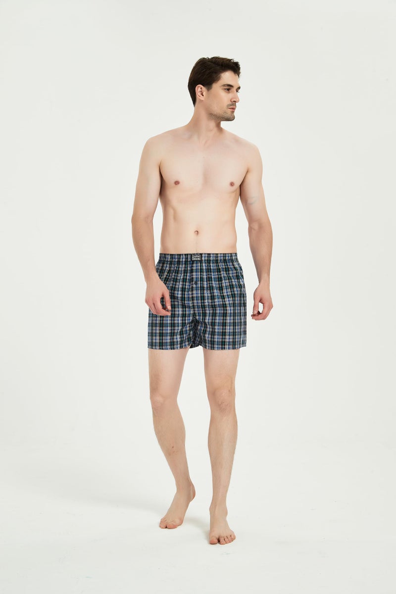 JupiterSecret Men's Boxers Underwear 100% Cotton Woven Boxers for Men Pack Boxer Shorts Assorted Colors - Image 3