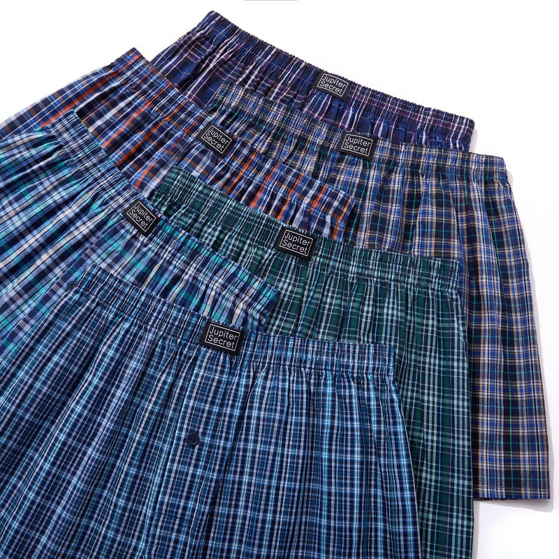 JupiterSecret Men's Boxers Underwear 100% Cotton Woven Boxers for Men Pack Boxer Shorts Assorted Colors - Image 5