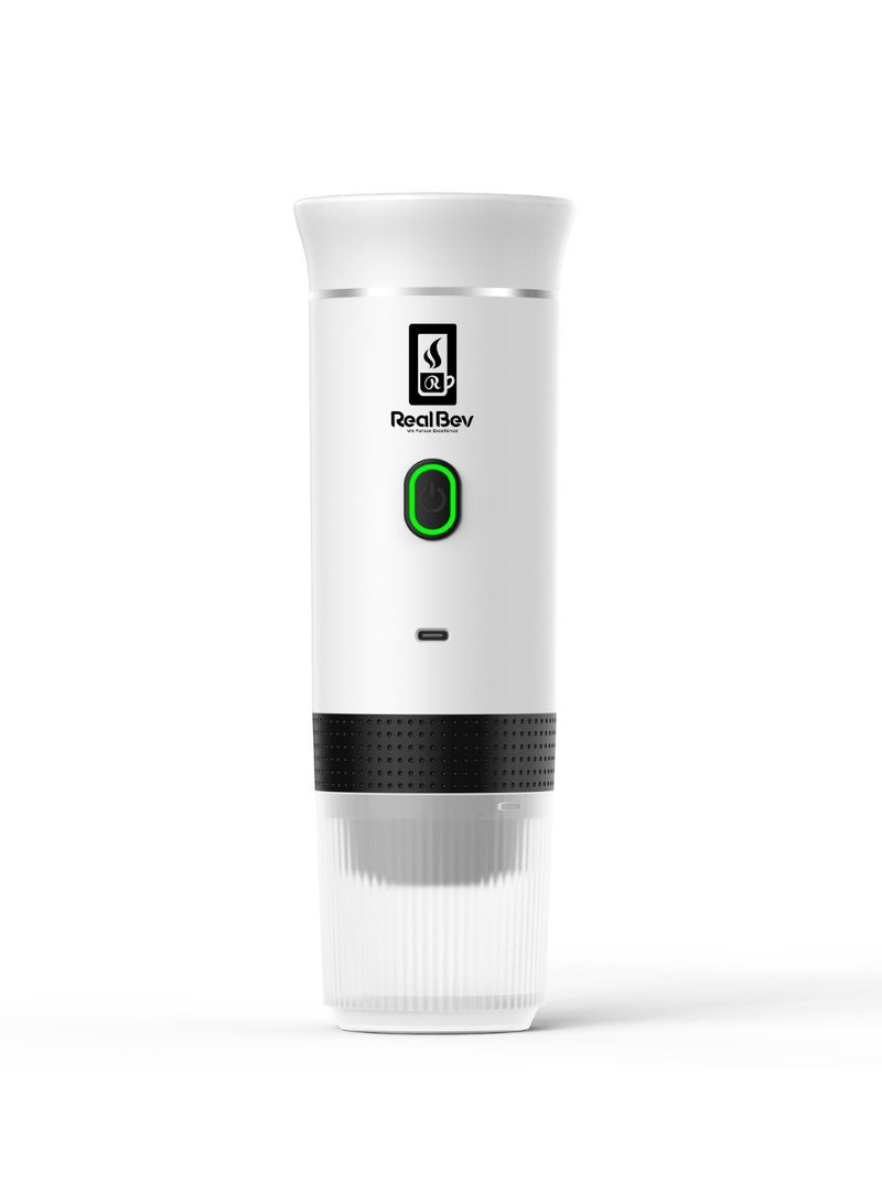 RealBev Portable Espresso Coffee Maker | USB Rechargeable Coffee Machine for Travel, Car, Camping & Office | Compatible with Ground Coffee & Capsules | Compact One-Touch Brewing - Image 1