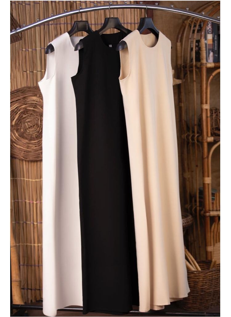 Generic - Basic women's crepe dress, Rosaline, first-class imported material from Guzel - non-sheer and transparent - cut - white color - Image 1
