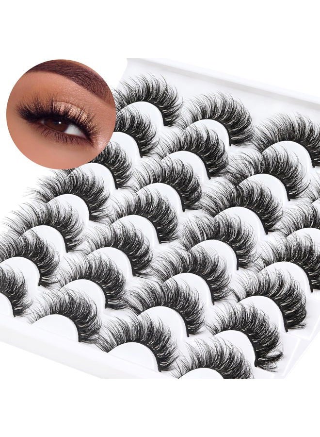Losha Lashes 14 Pairs Fluffy False Lashes Soft Handmade Fake Eyelashes Vegan Cat Eye Lashes that Like Lash Extensions (P01) - Image 1