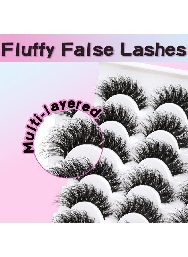 Losha Lashes 14 Pairs Fluffy False Lashes Soft Handmade Fake Eyelashes Vegan Cat Eye Lashes that Like Lash Extensions (P01) - Image 5